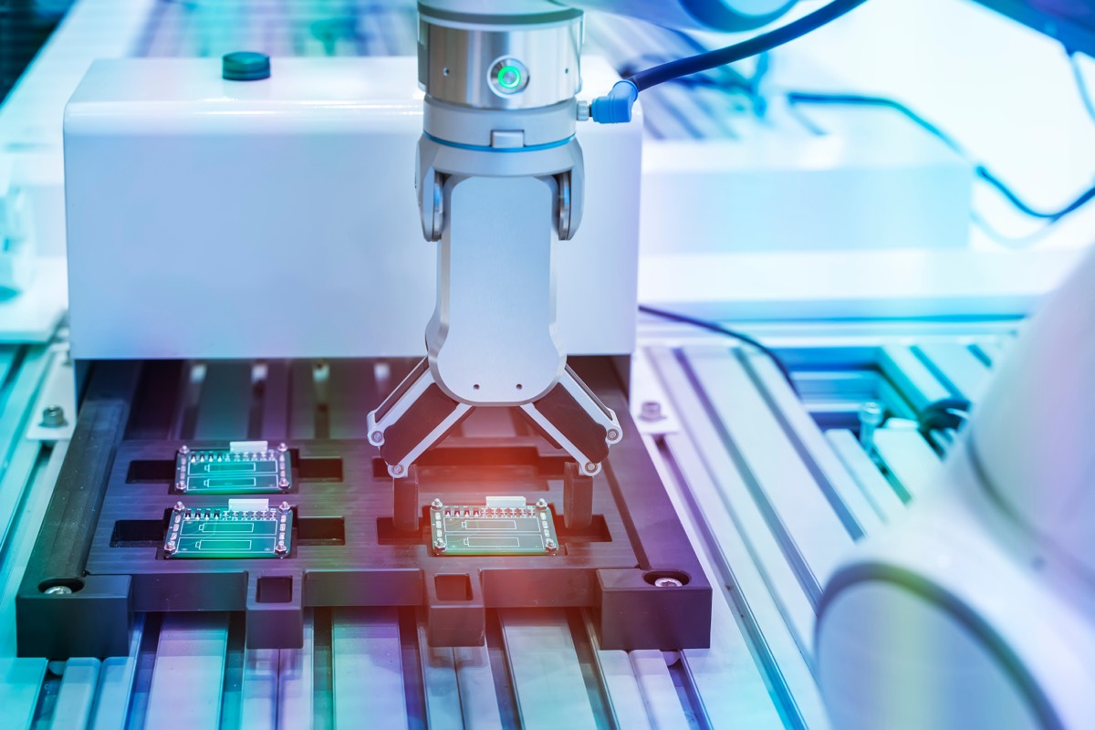 A close-up of a semiconductor chip on a circuit board