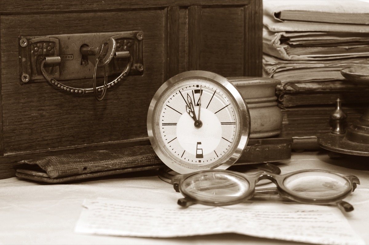 Vintage patent application documents with a fountain pen and date stamp