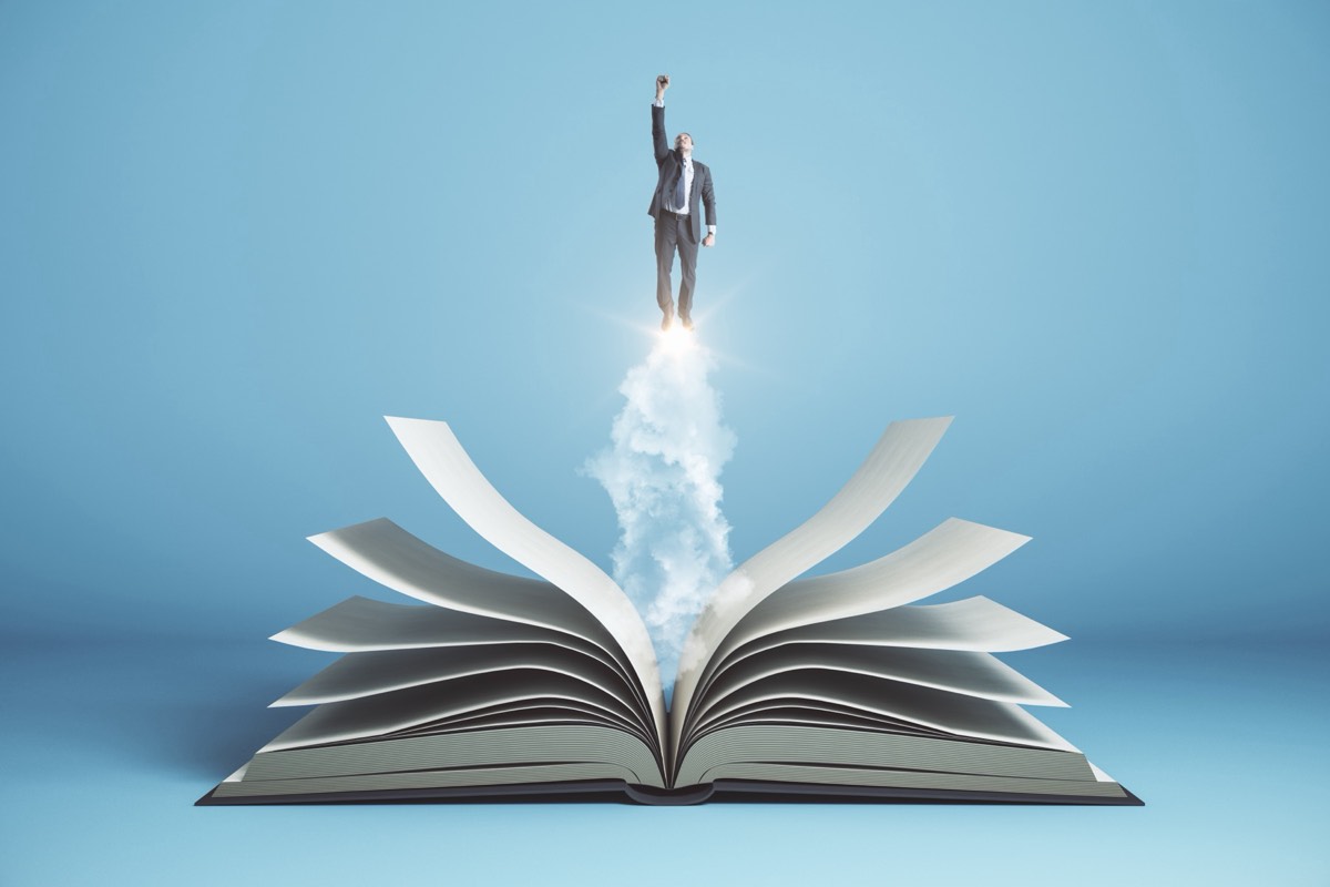 An open book with its pages turning