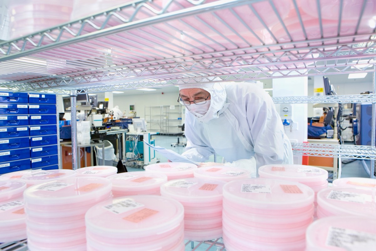 Image sensor wafer under inspection in a semiconductor fabrication facility