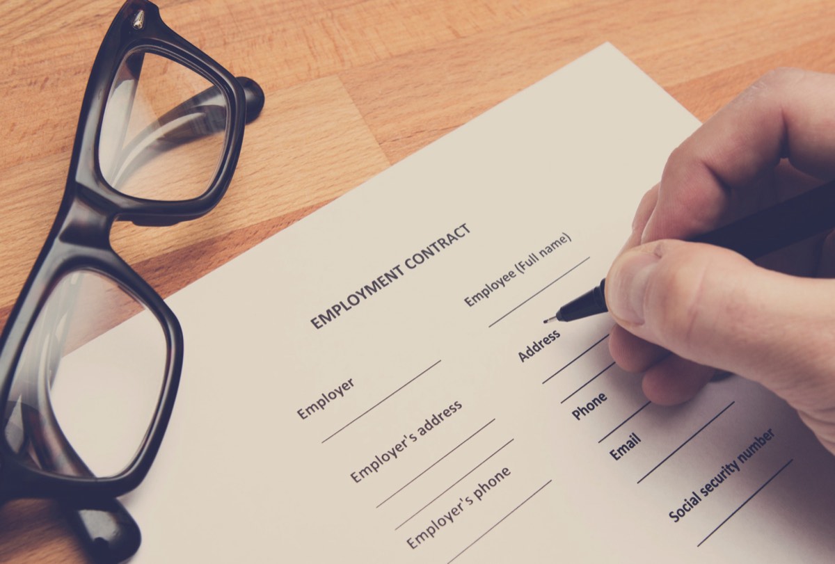 Signed employment agreement with a restrictive covenant clause and a pen