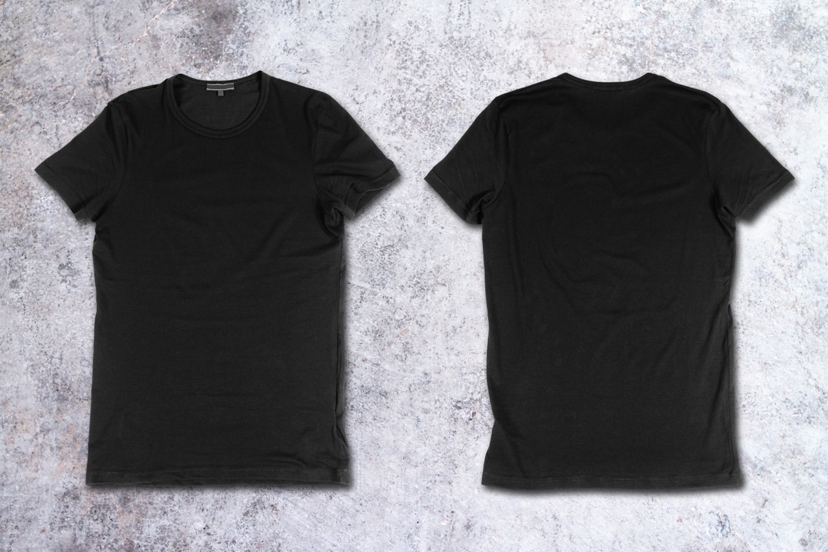 Blank t-shirts displayed on a rack